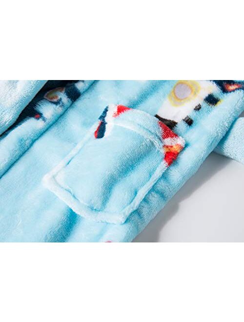 DELEY Children's Bathrobe Boys Girls Hoodie Robes Toddler Soft Pajamas Sleepwear