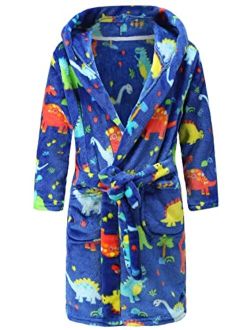 BTPEIHTD Kids Hooded Bathrobe Girls Soft Plush Hooded Flannel Pajamas Sleepwear Boys Spa Robe