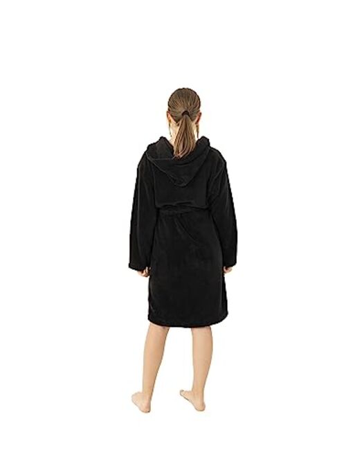 BC BARE COTTON Kids Microfiber Fleece Hooded Robe