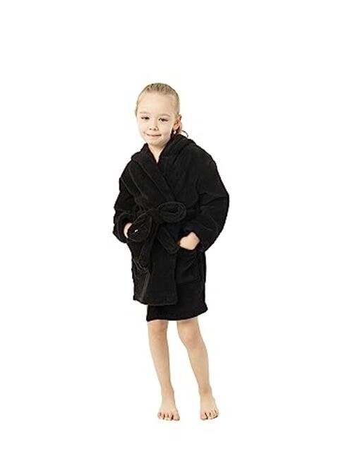 BC BARE COTTON Kids Microfiber Fleece Hooded Robe