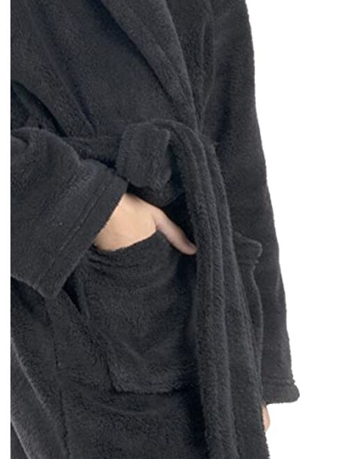 BC BARE COTTON Kids Microfiber Fleece Hooded Robe