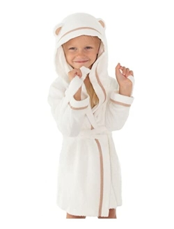 Warm Cuddles Premium Soft Bath Robe for Toddlers Babies Kids - Rayon from Organic Bamboo Toddler Robe with Hood - Girls Robe Boys Robe