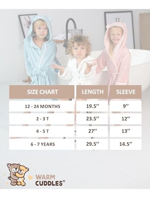 Warm Cuddles Premium Soft Bath Robe for Toddlers Babies Kids - Rayon from Organic Bamboo Toddler Robe with Hood - Girls Robe Boys Robe