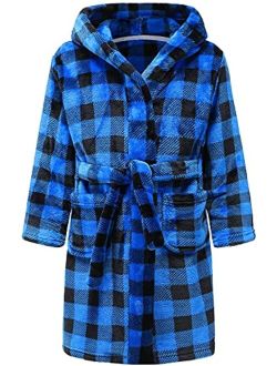 ECGK Boys Girls Robe Toddler Kids Soft Plush Hooded Bathrobe Sleepwear Pajamas Gifts Selections for Kids