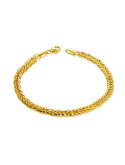 SISGEM Solid 18k Gold Celtic Chain Bracelet, Fine 18 Karat Gold Jewelry for Women, 6.5-7.5 Inch