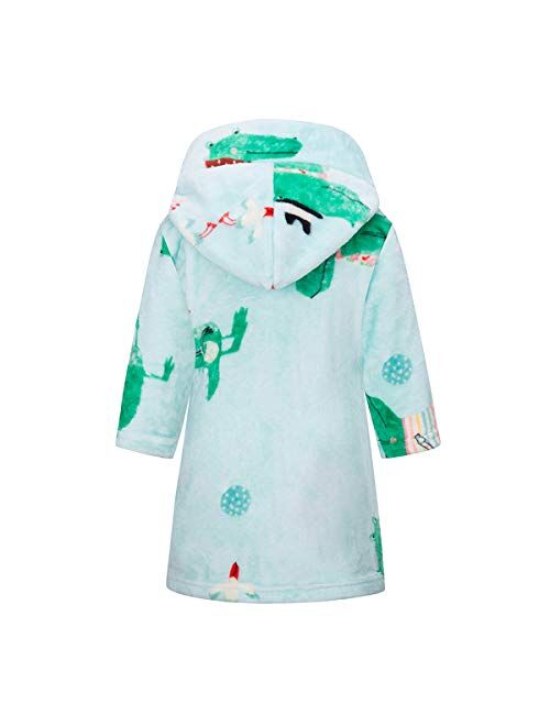 YOLIA Kids Robes Boys Girls Cartoon Hooded Bathrobes Plush Sleepwear Pajamas