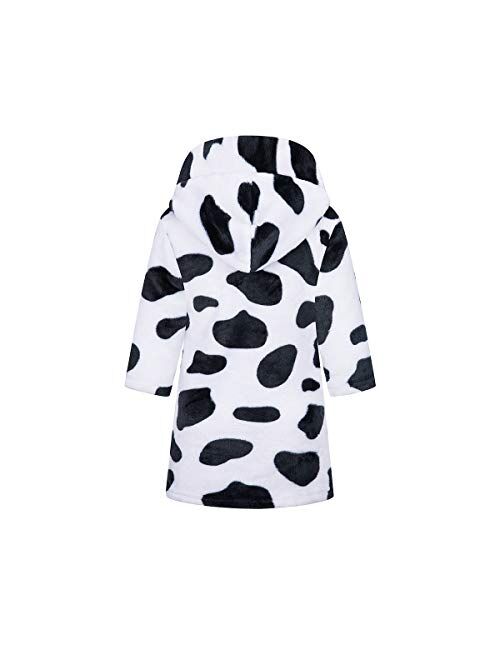 YOLIA Kids Bathrobes Boys Girls Cartoon Hooded Robes Plush Sleepwear Gowns