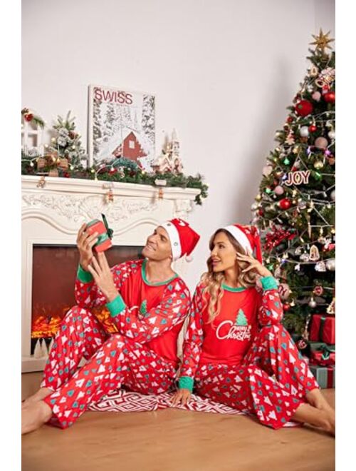 Ekouaer Christmas Pajamas for Family 2023 Matching Sets Classic Plaid Xmas Soft Holiday Sleepwear S-XXL