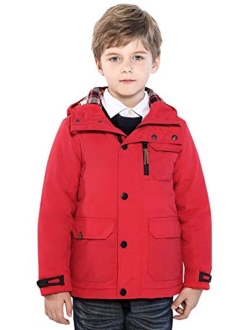 SOLOCOTE Boys Winter Coat Lightweight Thicked Winter Jacket Warm Soft Puffy Cotton Outwear with Hood