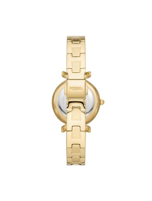 FOSSIL Women's Carlie Sport Mini Three Hand, Gold Tone Stainless Steel Bracelet Watch 28mm