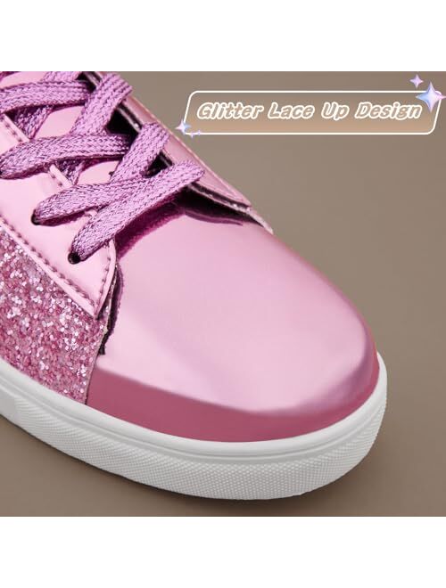 Bosenhulu Women's Glitter Shoes Fashion Shiny Sequin Sneakers Tennis Sparkly Shoes Rhinestone Bling Shoes with Lace up