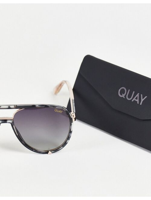 Quay Australia Quay High Profile Luxe aviator sunglasses in black polarized tort