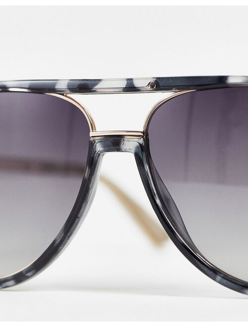 Quay Australia Quay High Profile Luxe aviator sunglasses in black polarized tort