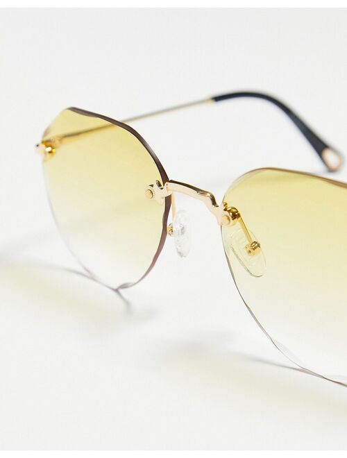 AJ Morgan chantilly round hex sunglasses in gold