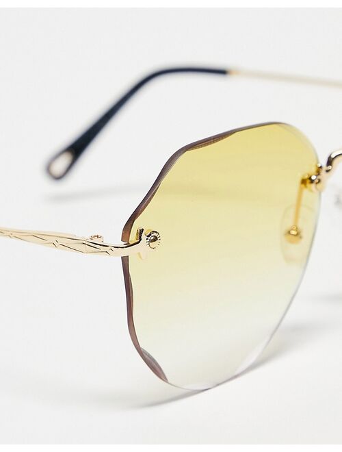 AJ Morgan chantilly round hex sunglasses in gold
