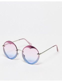 Jeepers Peepers festival round heart sunglasses in purple/blue ombre