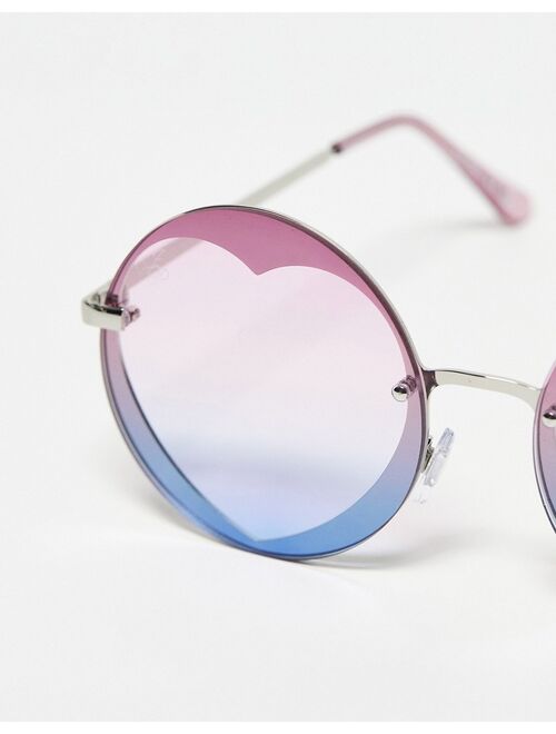 Jeepers Peepers festival round heart sunglasses in purple/blue ombre