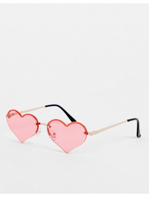 Jeepers Peepers heart rimless sunglasses in red