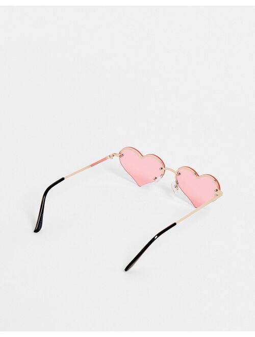 Jeepers Peepers heart rimless sunglasses in red