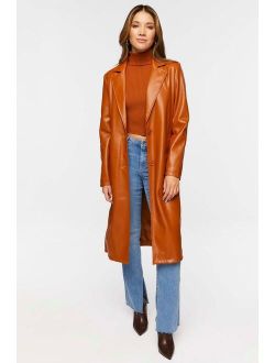 Faux Leather Trench Coat Root Beer