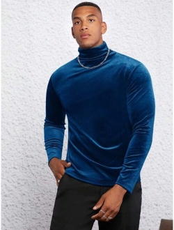 Shein Manfinity AFTRDRK Men's Stand Collar Long Sleeve Knit Casual T-shirt