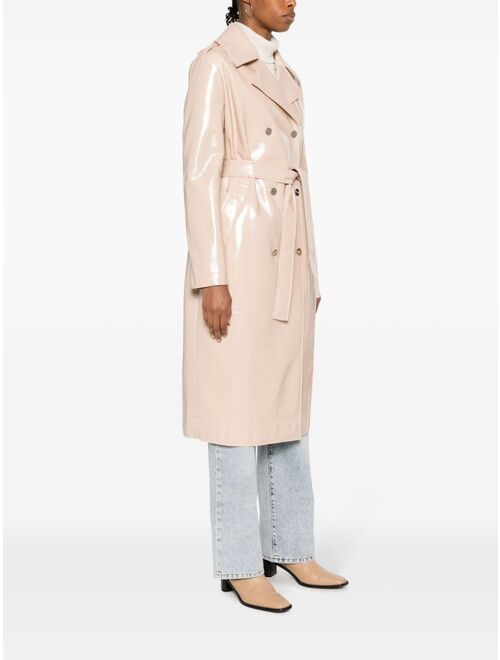 LIU JO patent faux-leather trench coat