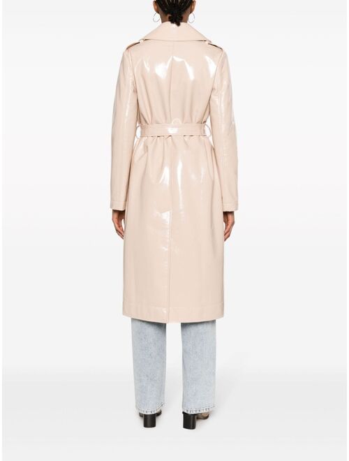LIU JO patent faux-leather trench coat