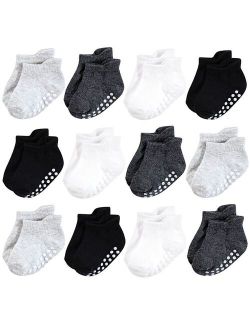 Baby Infant Boy Non-Skid No-Show Socks, Black White