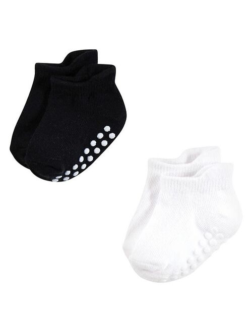 Hudson Baby Infant Boy Non-Skid No-Show Socks, Black White