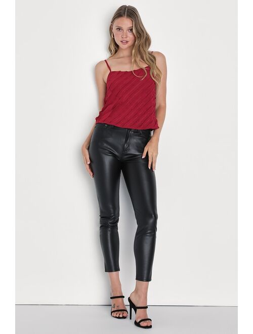Lulus Unique Aesthetic Berry Red Chiffon Textured Cami Top