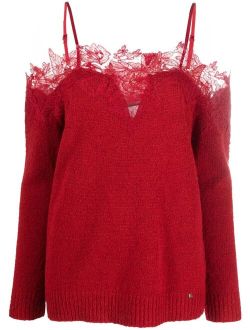 NISSA lace-detail long-sleeve top