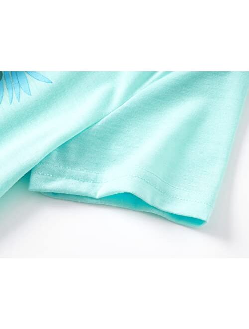 Beezizac Neon Tie Dye Spiral Pattern/Butterfly Pajamas for Girls Tee & Shorts PJ Set Size 6-18