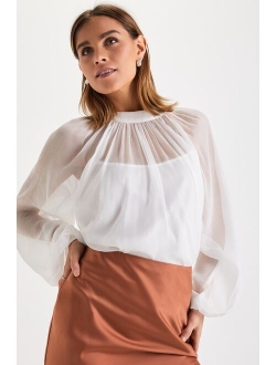 Angelically Airy Burgundy Balloon Sleeve Top