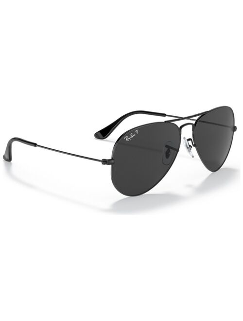 Ray-Ban Unisex Aviator Total Black Polarized Sunglasses, RB3025