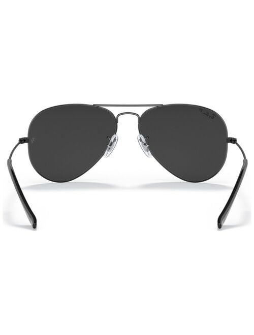 Ray-Ban Unisex Aviator Total Black Polarized Sunglasses, RB3025