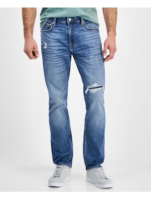 GUESS Men's Regular-Straight Fit Destroyed Jeans
