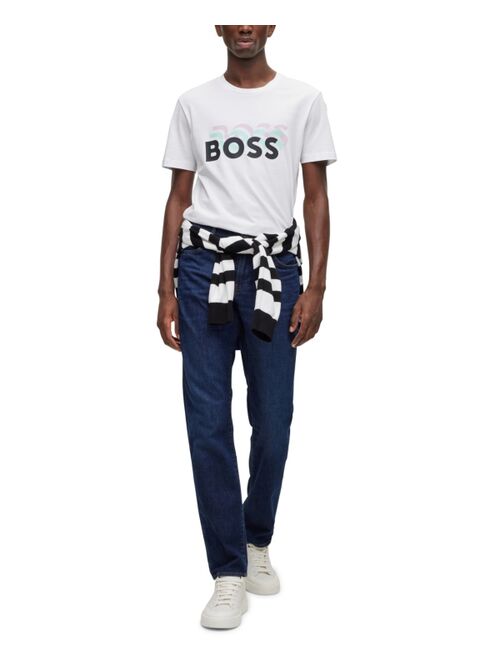 BOSS by Hugo Boss Men's Slim-Fit Jeans in Dark-Blue Stretch Denim