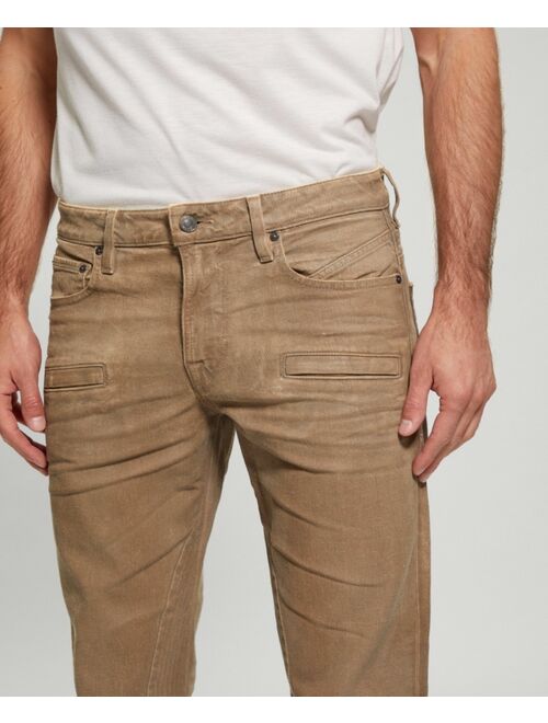 GUESS Men's Coated Denim Slim Tapered Zip Jeans