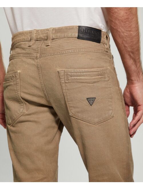 GUESS Men's Coated Denim Slim Tapered Zip Jeans