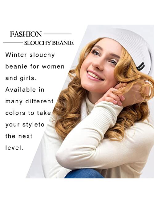 Ruphedy Women Slouchy Beanie Hat Knit Long Baggy Slouch Skull Cap for Winter