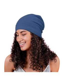 Alnorm Satin Lined Skull Cap Slouchy Slap Beanie Warm Knit Hat for Locs Curls