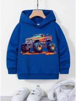 Young Boys' Casual Cartoon Printed Long Sleeve Sweatshirt Suitable For Autumn And Winter