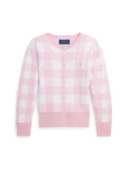 Toddler and Little Girls Gingham Cotton Cardigan Sweater