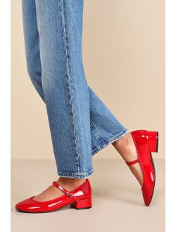 Tutu Red Patent Low Heel Mary Janes