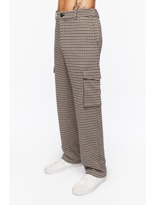 Forever 21 Houndstooth Straight Leg Trousers Brown/Multi