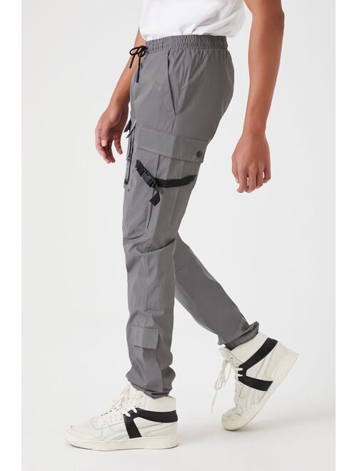 Forever 21 Reflective Utility Cargo Joggers Grey