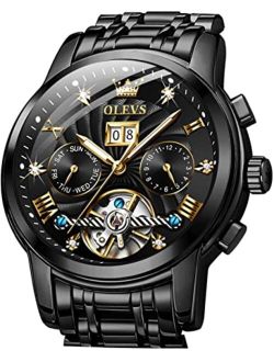 Watches for Men Skeleton Automatic Mechanical Diamond Self Winding Gold Luxury Wristwatch Luminous Waterproof Business Dress Watch