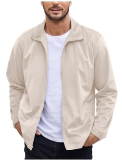 Men's Lightweight Velour Shirt Jacket Casual Long Sleeve Full Zip Shacket Jackets