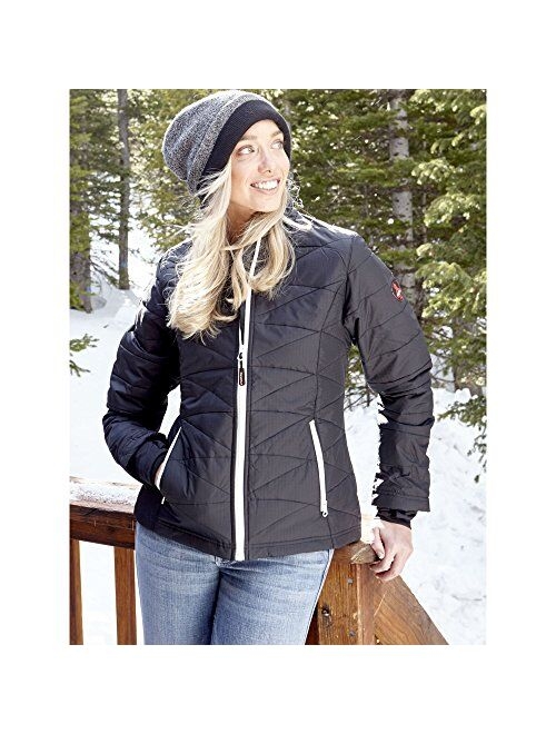 RefrigiWear Womens Quilted Ripstop Insulated Jacket, 20F (-7C), (Size), Black