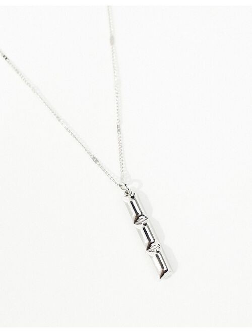 Faded Future textured bar pendant necklace with fine chain in silver